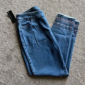 Size 12  Brand New Women's Blue Embroidered Jeans by N Touch